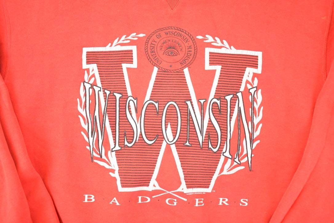 Vintage 1990s Wisconsin Badgers All Seeing Eye University Crewneck Sweater Men's L from propervintagecanada