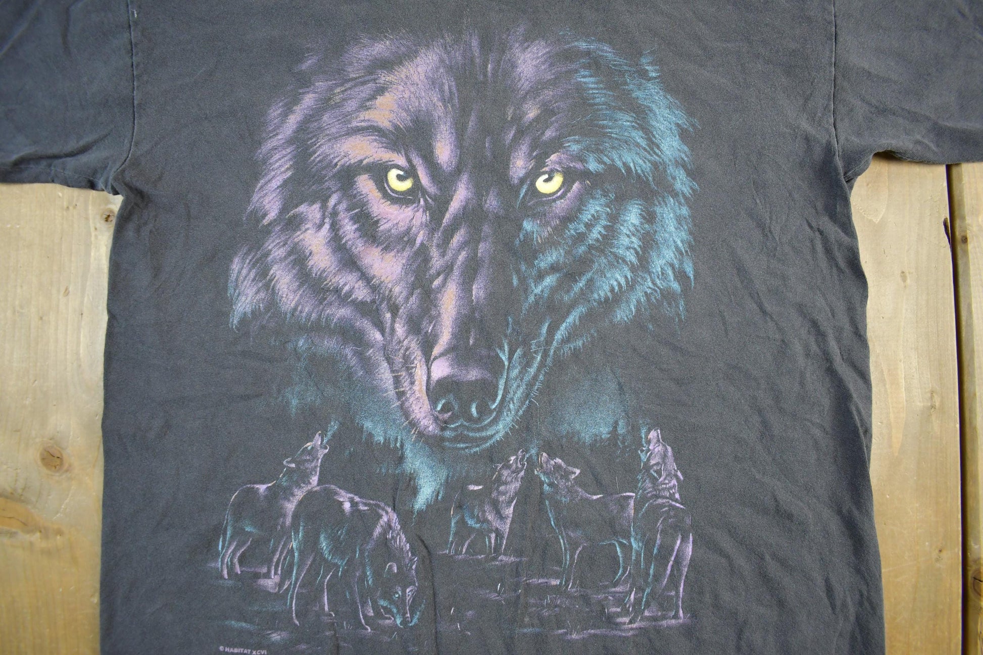 Vintage 1990s Wolf All Over Print Graphic T-Shirt Men's Large from propervintagecanada