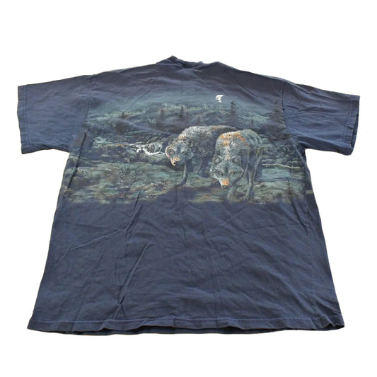 Vintage 1990s Wolf Theme All Over Print Graphic T-Shirt Men's XL from propervintagecanada