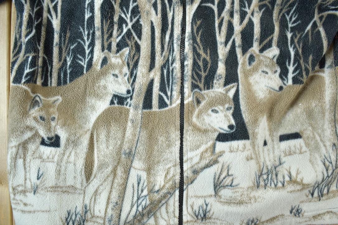 Vintage 1990s Wolfpack AOP Sheeva Fashion Fleece Sweater Men's XL from propervintagecanada