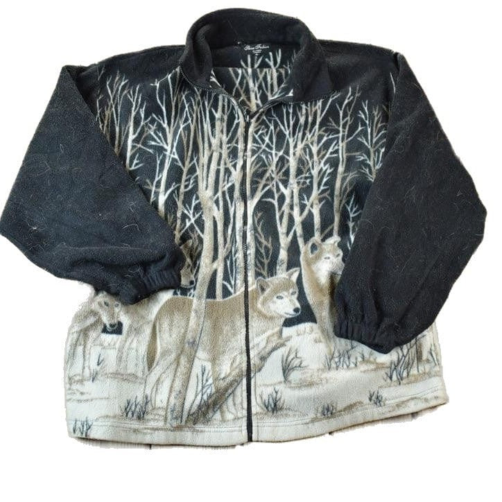 Vintage 1990s Wolfpack AOP Sheeva Fashion Fleece Sweater Men's XL from propervintagecanada