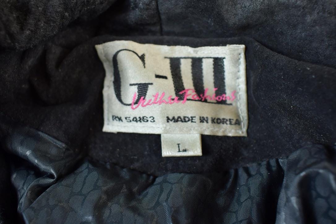 Vintage 1990s Womens G3 Leather Fashions Frilled Biker Jacket Made In USA from propervintagecanada