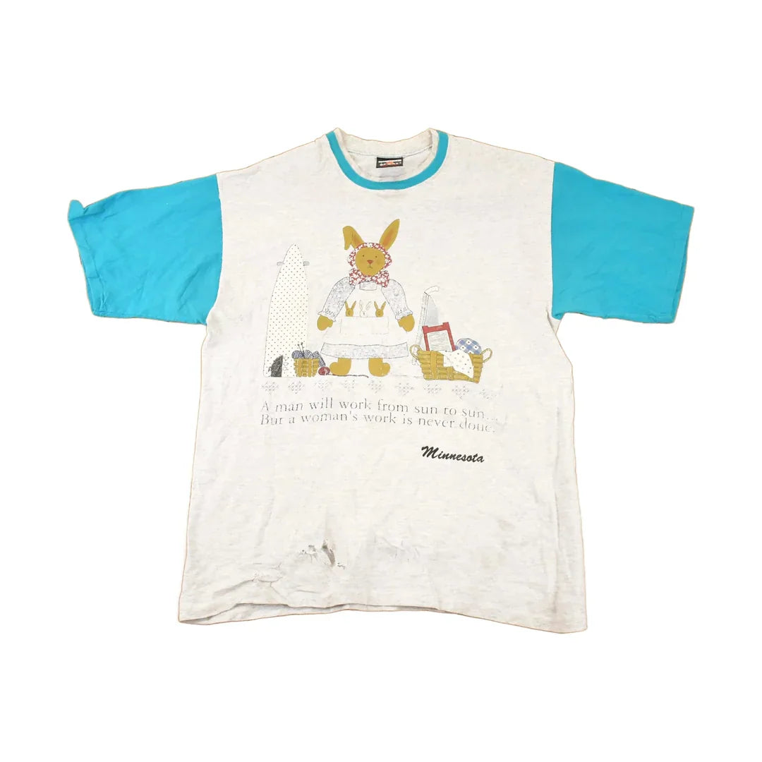 Vintage 1990s Womens Work Souvenir Bunny Double Collar T-Shirt Women's L from propervintagecanada