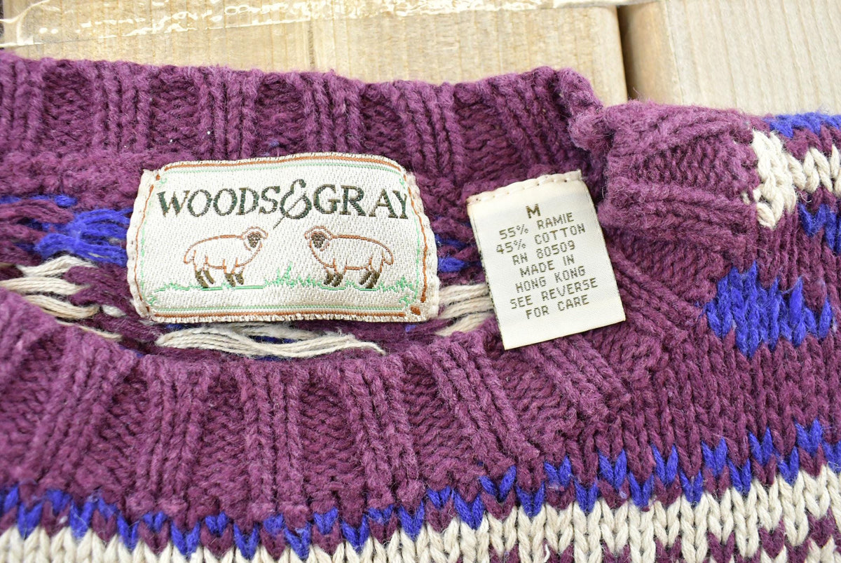 Vintage 1990s Woods And Gray Knit Cotton Crewneck Sweater Men's M from propervintagecanada