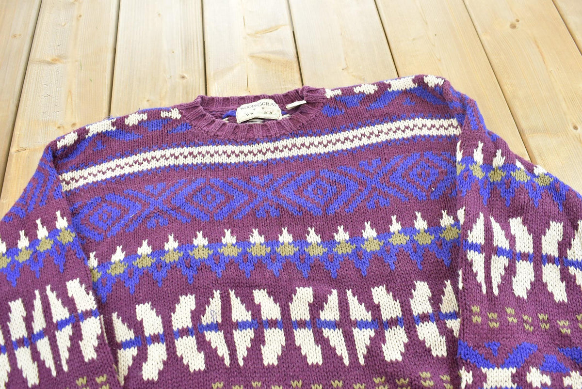 Vintage 1990s Woods And Gray Knit Cotton Crewneck Sweater Men's M from propervintagecanada