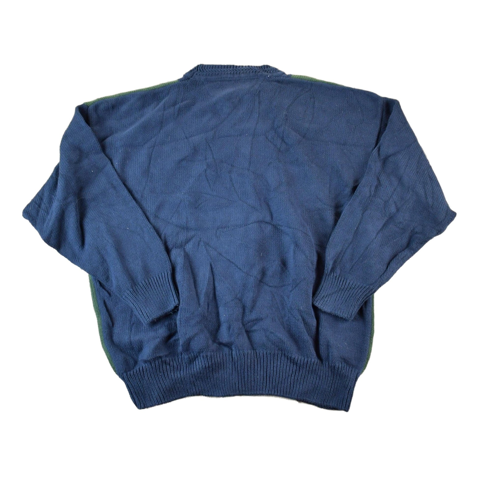 Vintage 1990s Woods And Grey Argyle Knit Abstract Pattern 100% Cotton Crewneck Sweater Men's XL from propervintagecanada