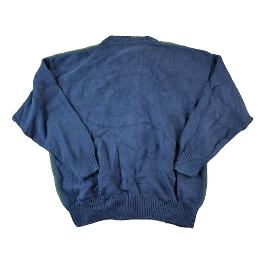 Vintage 1990s Woods And Grey Argyle Knit Abstract Pattern 100% Cotton Crewneck Sweater Men's XL from propervintagecanada