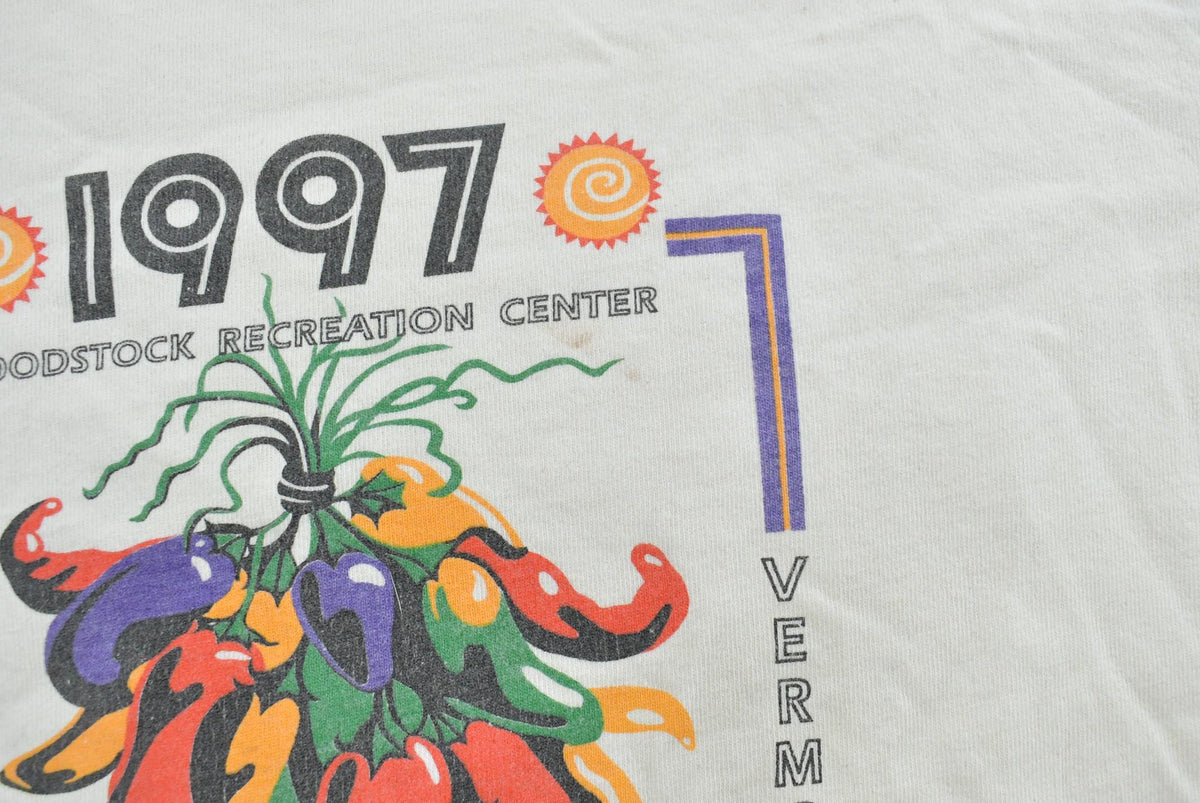 Vintage 1990s Woodstock Vermont Chili Cook Off Long Sleeve Souvenir T-Shirt Men's L from propervintagecanada
