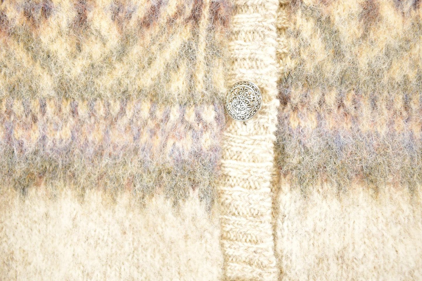 Vintage 1990s Woolrich Abstract Wool Knit Cardigan Sweater Women's L from propervintagecanada