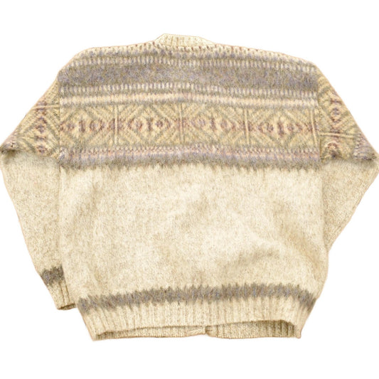 Vintage 1990s Woolrich Abstract Wool Knit Cardigan Sweater Women's L from propervintagecanada