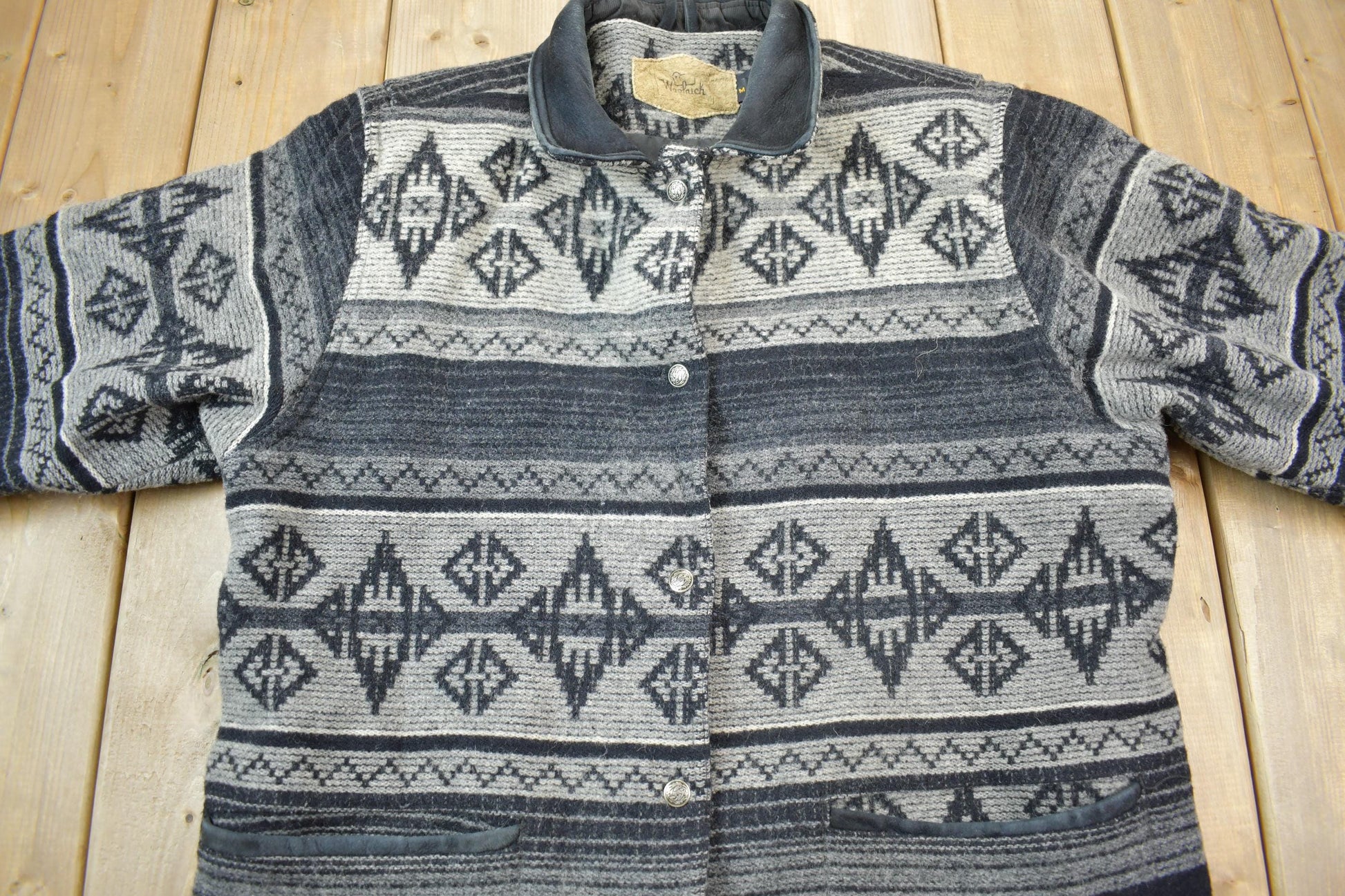 Vintage 1990s Woolrich Aztec Pattern Wool Jacket Men's Medium from propervintagecanada
