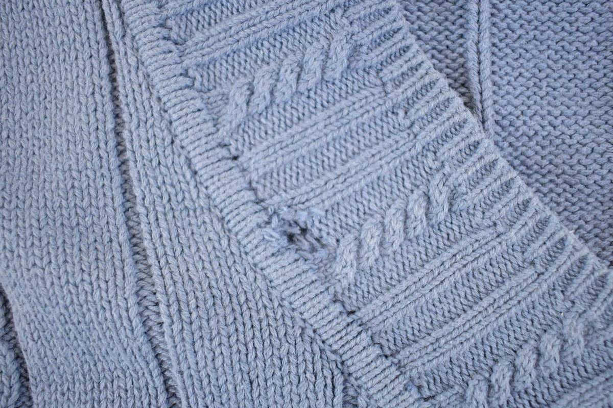 Vintage 1990s Woolrich Cable Knit Deep V Neck Sweater Men's L from propervintagecanada