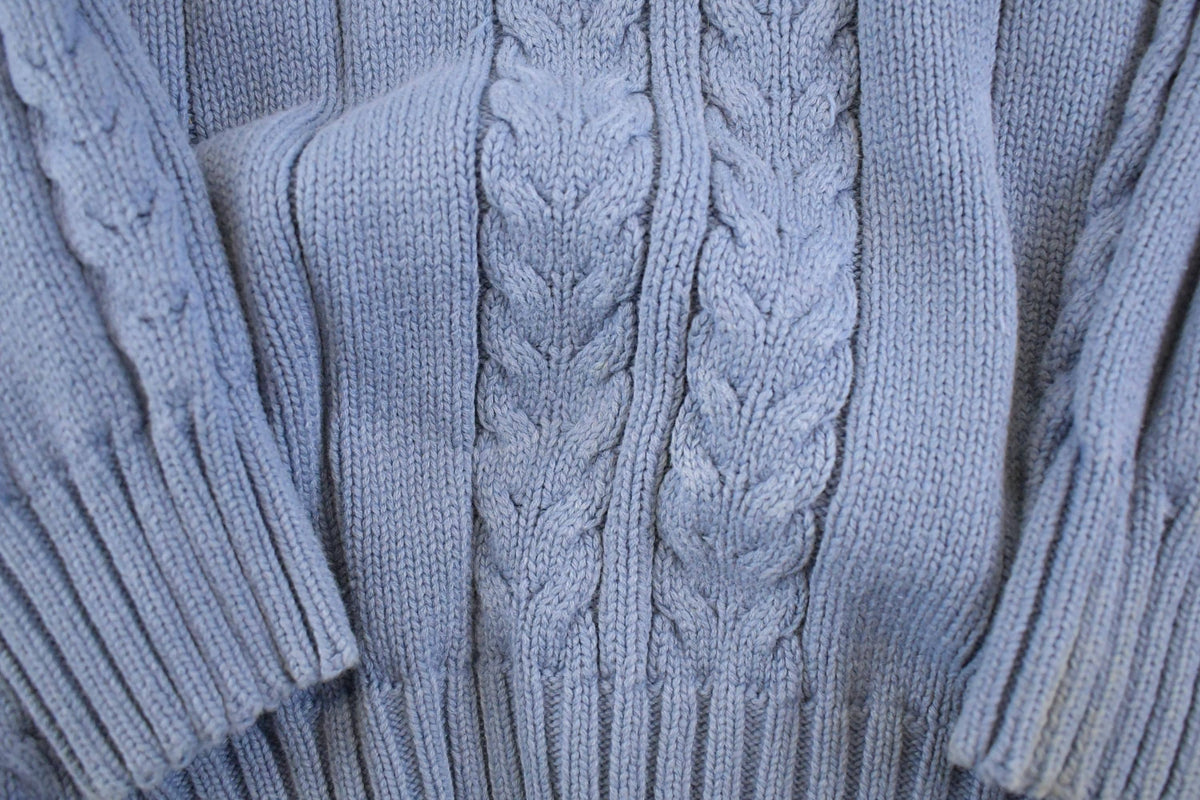 Vintage 1990s Woolrich Cable Knit Deep V Neck Sweater Men's L from propervintagecanada