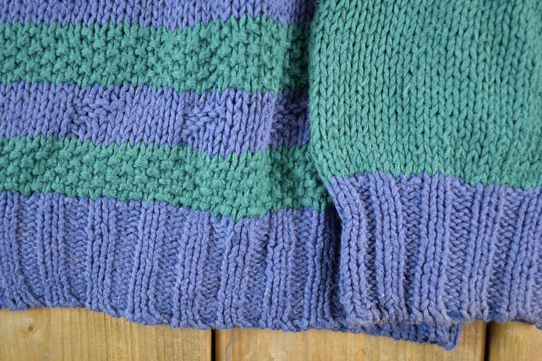 Vintage 1990s Woolrich Cotton Cable Chunky Knit Aztec Pattern Crewneck Sweater Men's XL from propervintagecanada