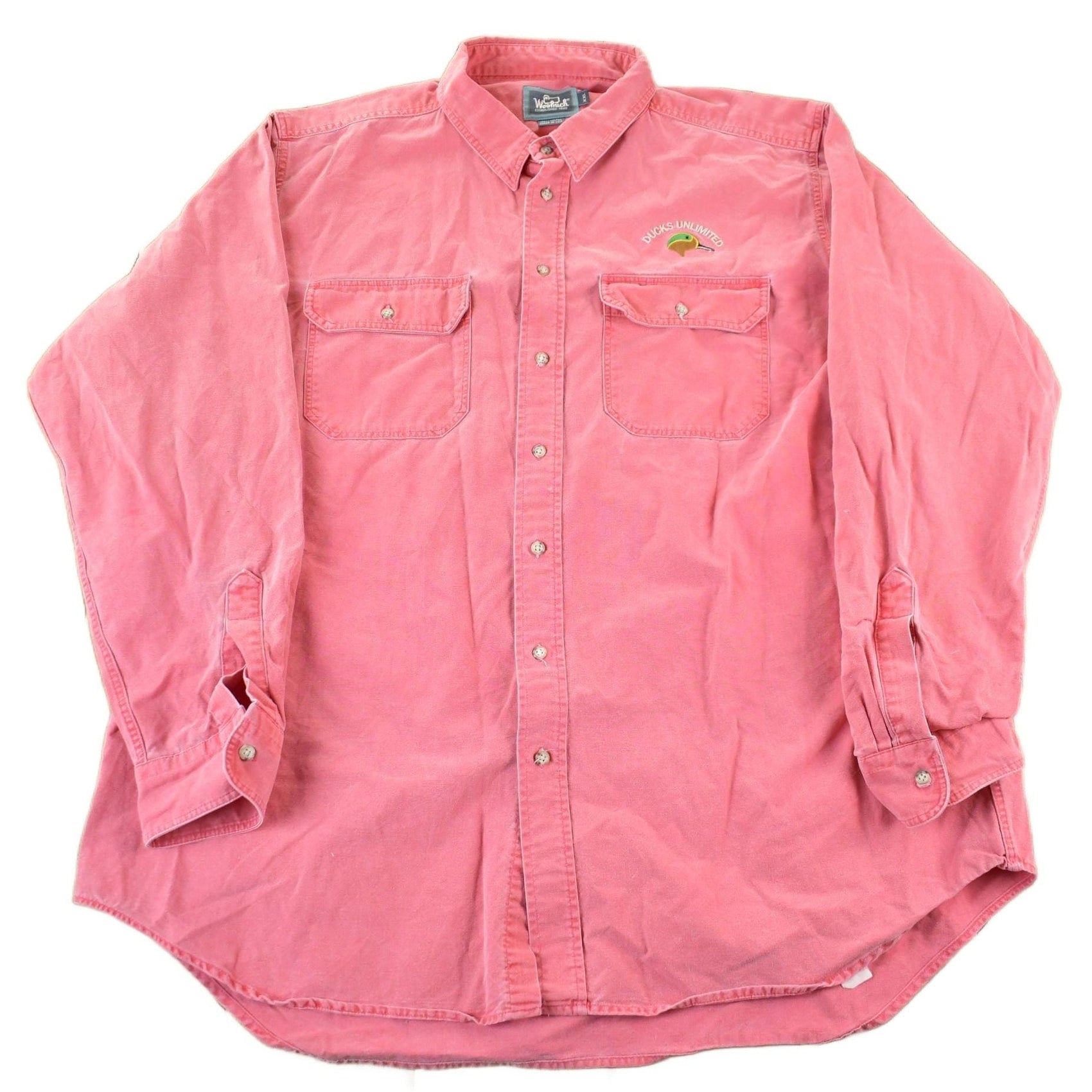 Vintage 1990s Woolrich Ducks Unlimited Sun Faded Button Up Shirt Men's 2XL from propervintagecanada