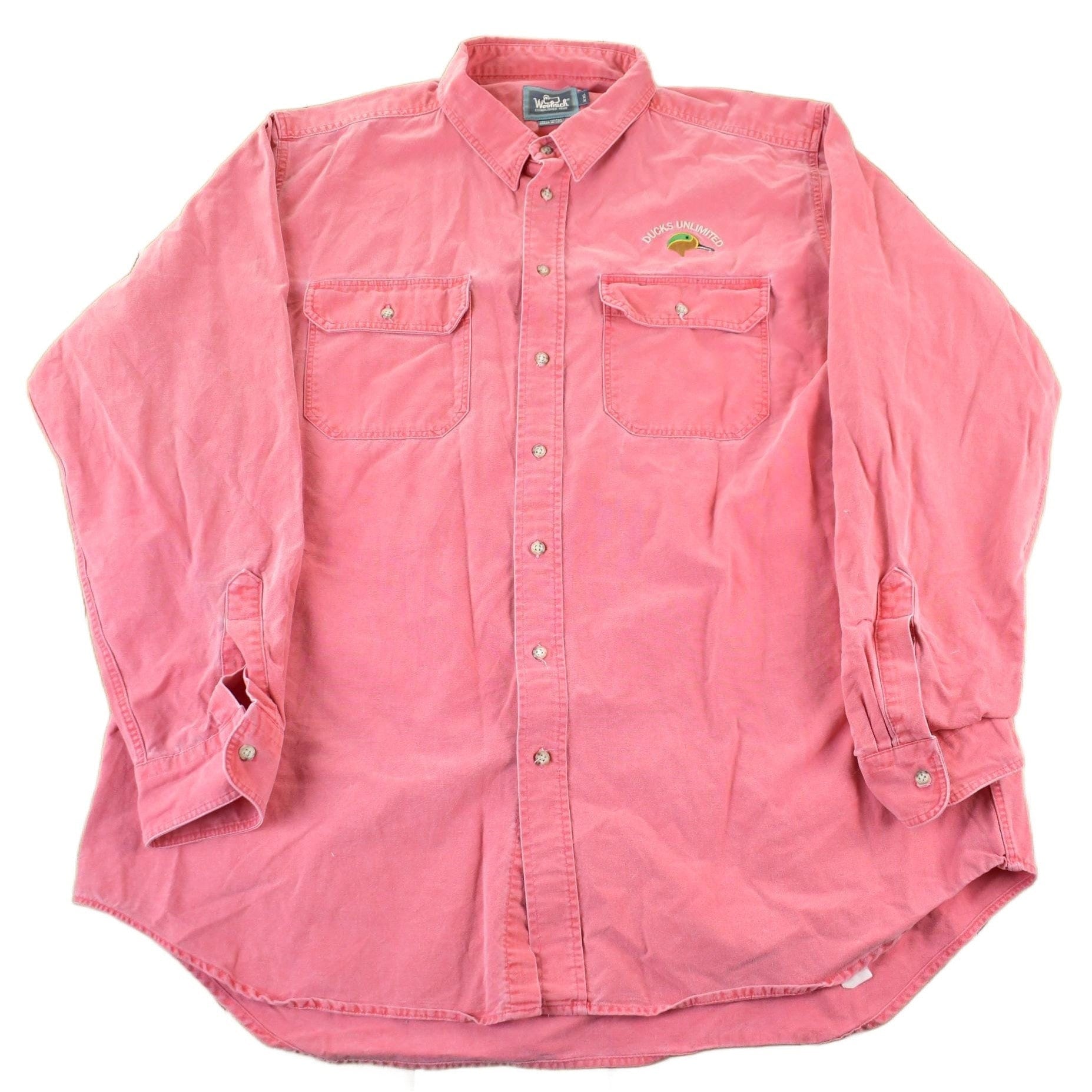 Vintage 1990s Woolrich Ducks Unlimited Sun Faded Button Up Shirt Men's 2XL from propervintagecanada