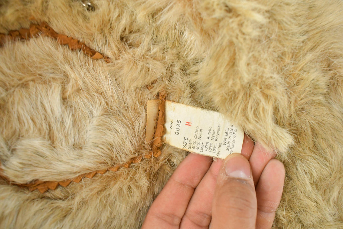 Vintage 1990s Woolrich Faux Fur Full Zip Vest Jacket Men's M from propervintagecanada