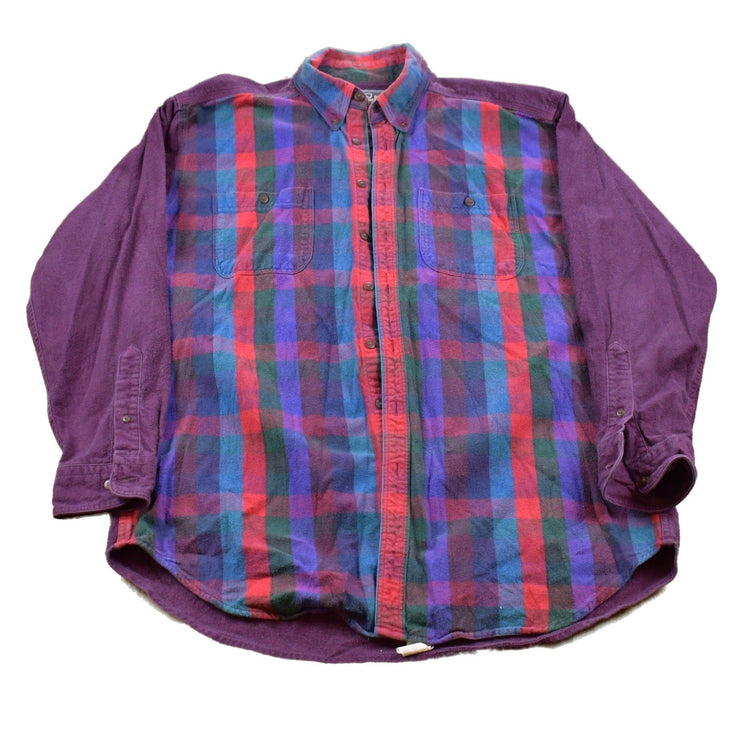 Vintage 1990s Woolrich Plaid Color Block Button Up Shirt Men's Large from propervintagecanada