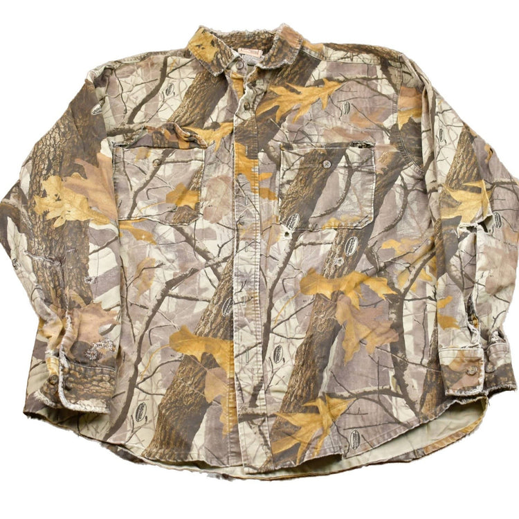 Vintage 1990s Woolrich Real Tree Camo Button Up Shirt Men's XL from propervintagecanada