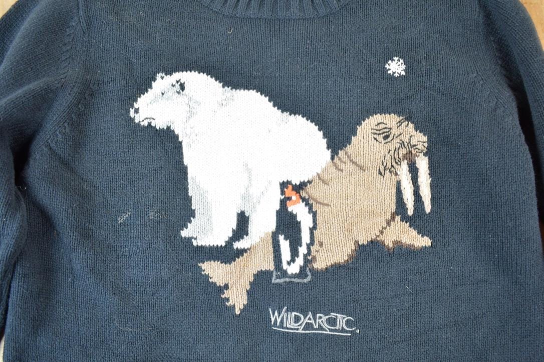 Vintage 1990s Woolrich Wild Arctic Knit Abstract Pattern Crewneck Sweater Womens S from propervintagecanada
