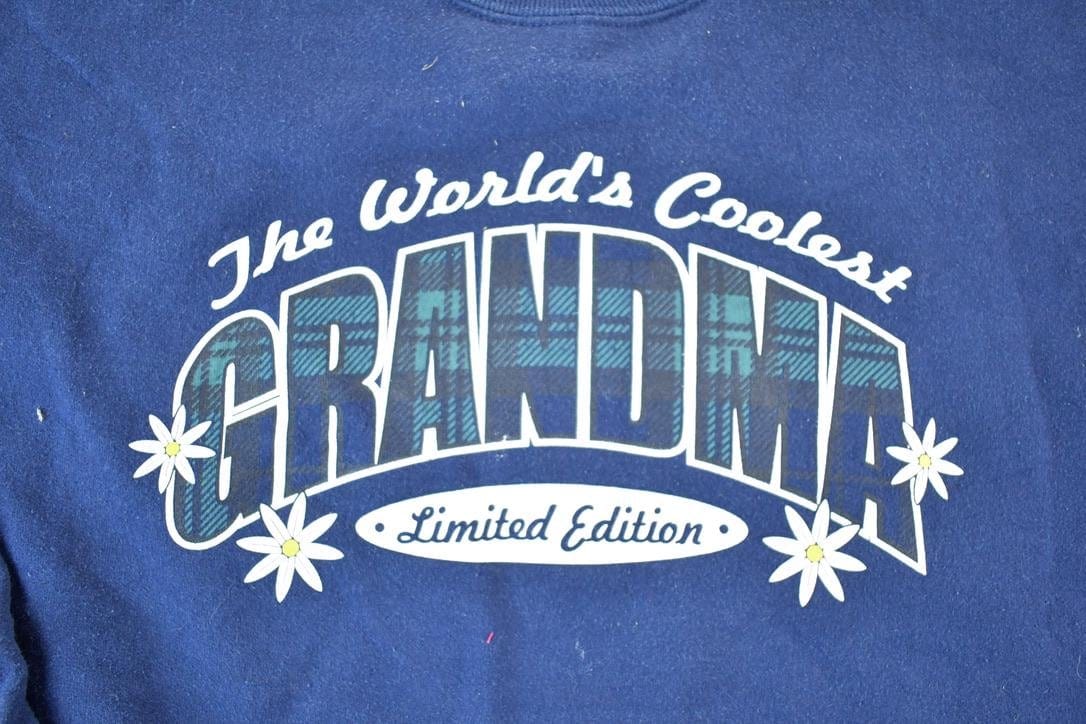 Vintage 1990s Worlds Coolest Grandma Souvenir Jerzees Crewneck Sweatshirt Made In USA Men's XL from propervintagecanada