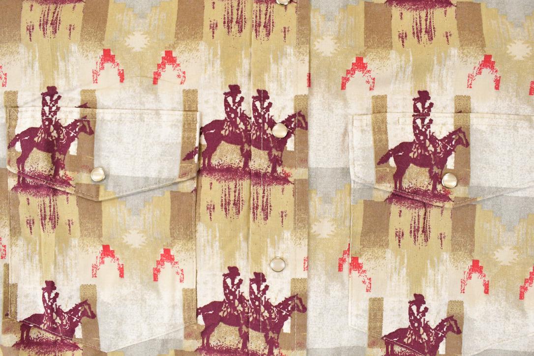 Vintage 1990s Wrangler AOP Cowboy Abstract Button Up Shirt Men's L from propervintagecanada