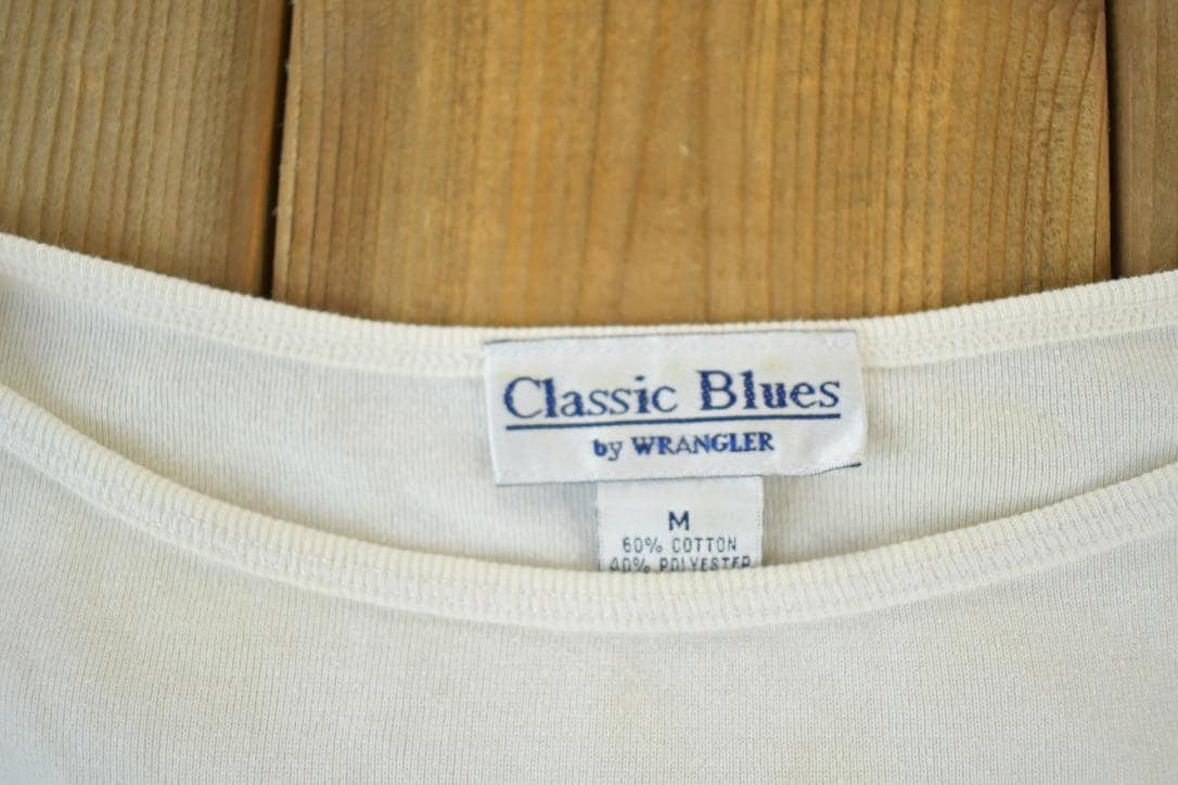 Vintage 1990s Wrangler Classic Blues Striped Yachting Souvenir Single Stitch Graphic Print T-Shirt Women's S