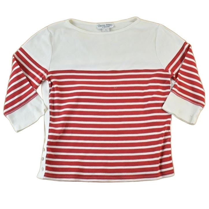 Vintage 1990s Wrangler Classic Blues Striped Yachting Souvenir Single Stitch Graphic Print T-Shirt Women's S