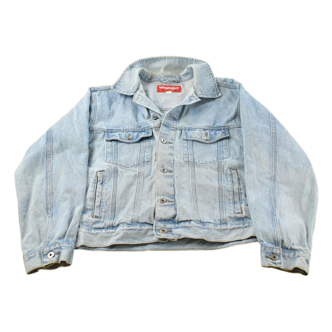 Vintage 1990s Wrangler Hero Light Wash Denim Jean Jacket Men's L from propervintagecanada