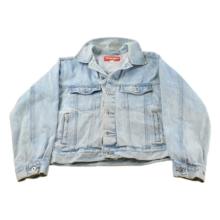 Vintage 1990s Wrangler Hero Light Wash Denim Jean Jacket Men's L from propervintagecanada