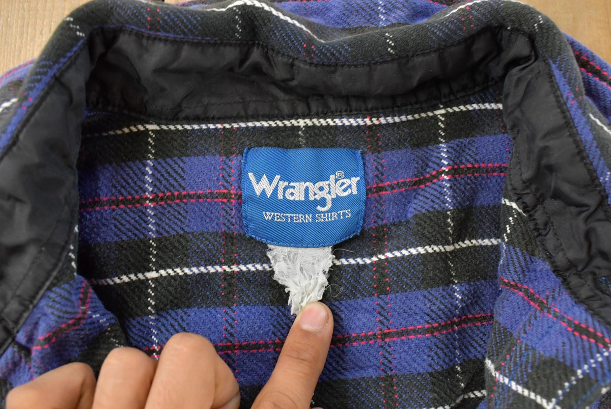 Vintage 1990s Wrangler Plaid Pearl Snap Western Shirt Mens XL from propervintagecanada