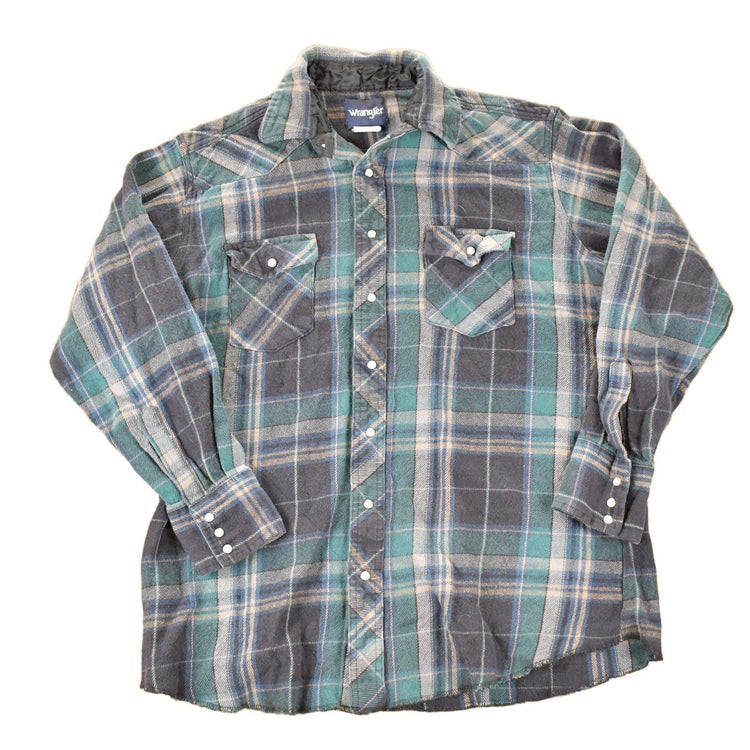 Vintage 1990s Wrangler Plaid Western Style Button Up Shirt Men's Large from propervintagecanada