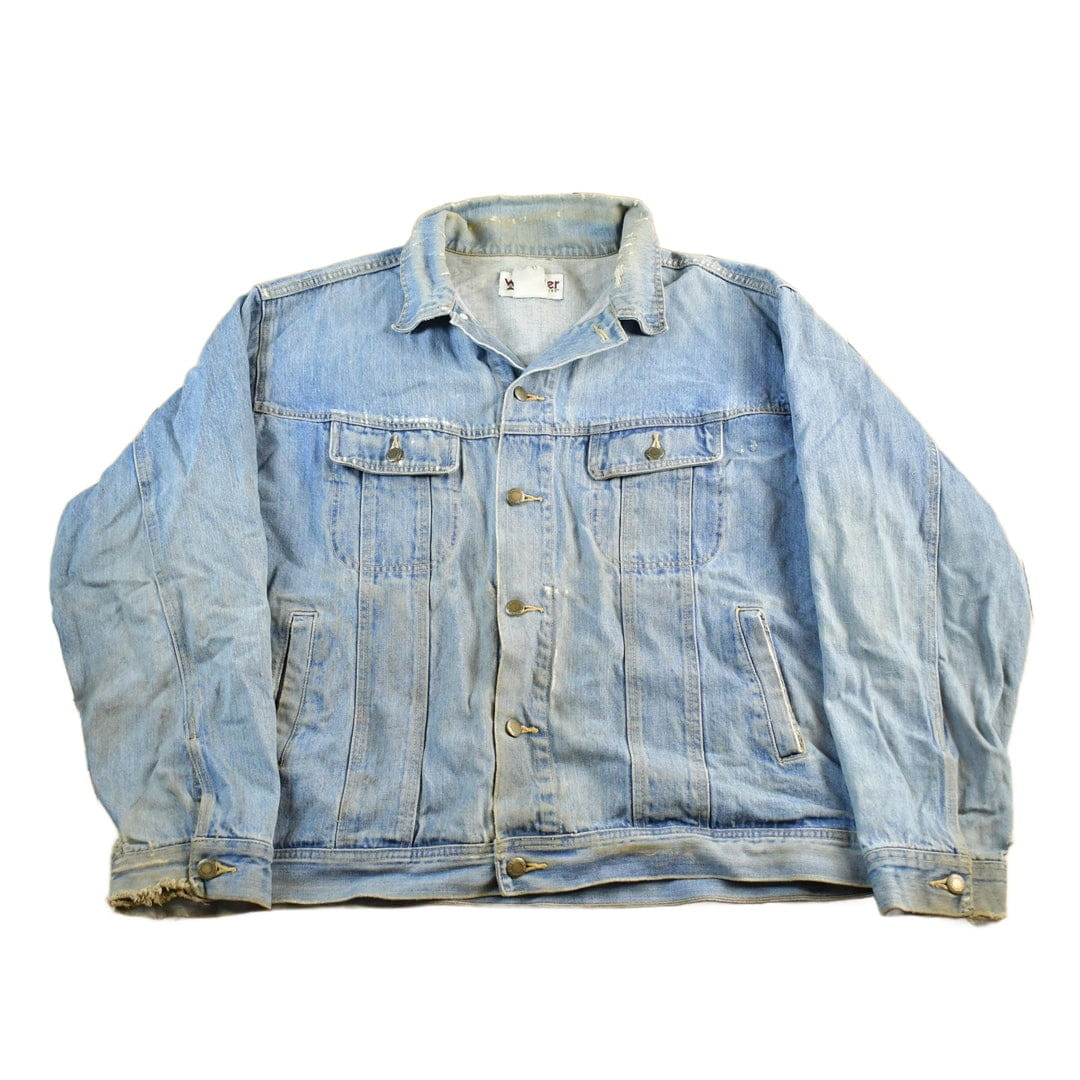 Vintage 1990s Wrangler Rugged Wear Distressed Denim Jean Trucker Jacket Men's XL from propervintagecanada