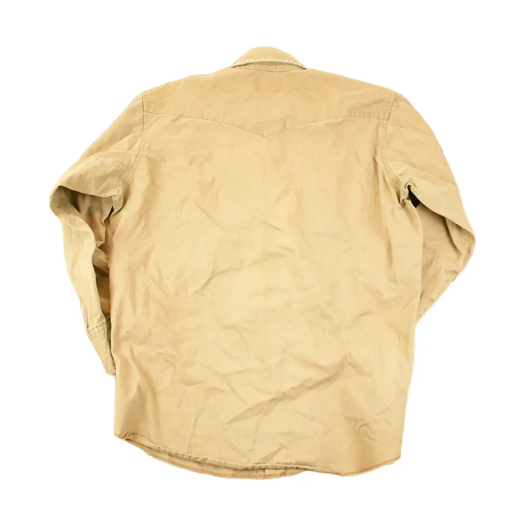 Vintage 1990s Wrangler Tan Western Button Up Shirt Men's XL from propervintagecanada