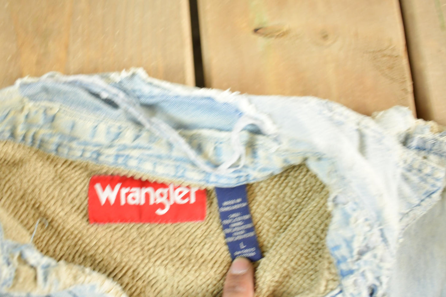 Vintage 1990s Wrangler Thrashed Distressed Lined Denim Button Up Shirt Men's Large from propervintagecanada