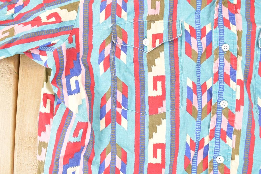 Vintage 1990s Wrangler Western Button Up Shirt Men's L from propervintagecanada