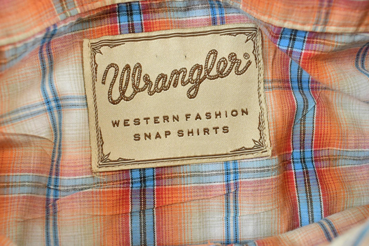 Vintage 1990s Wrangler Western Shirts Plaid Pearl Snap Short Sleeve Button Up Shirt Mens 2XL from propervintagecanada