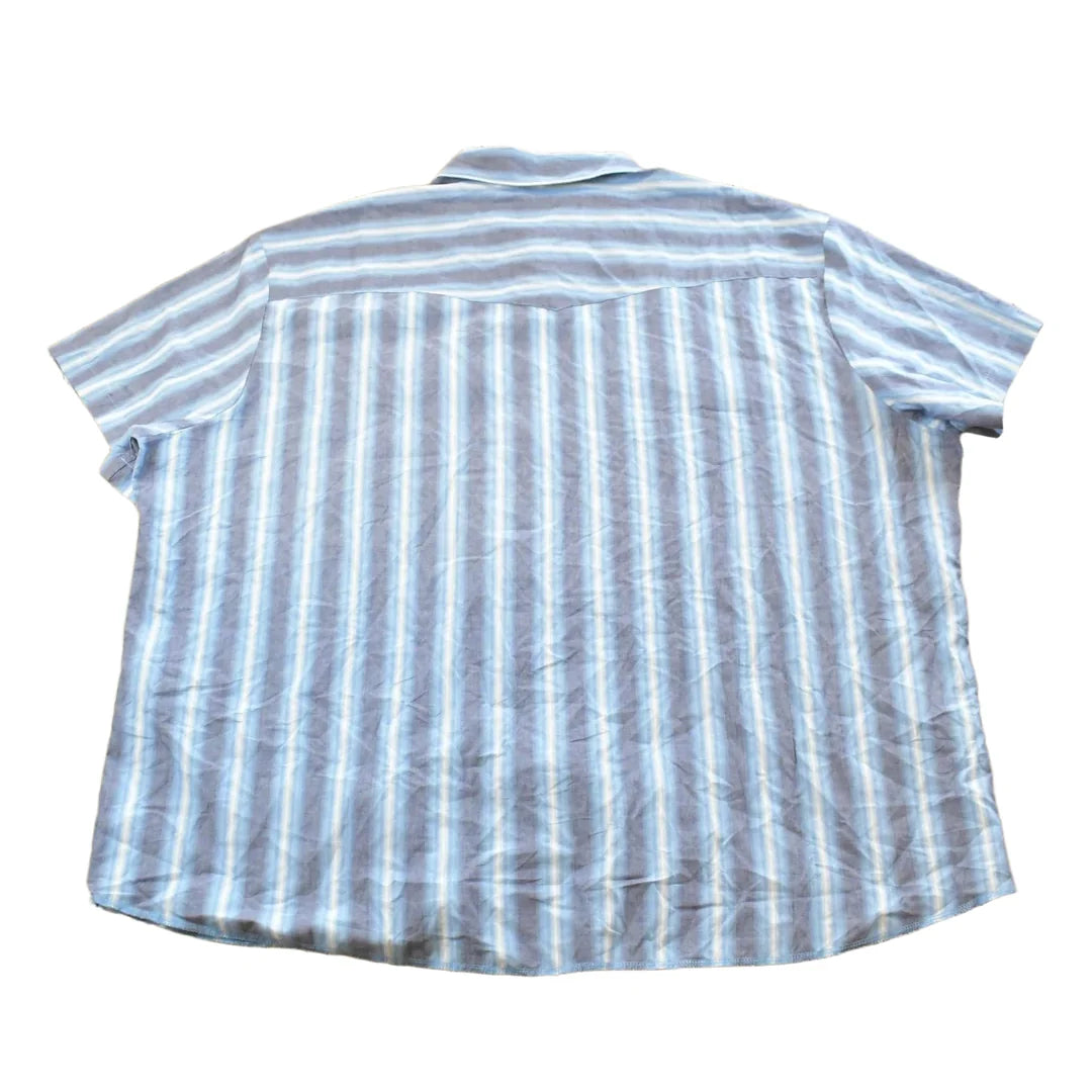 Vintage 1990s Wrangler Western Shirts Striped Pearl Snap Short Sleeve Button Up Shirt Mens 4XL from propervintagecanada