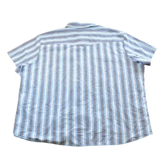Vintage 1990s Wrangler Western Shirts Striped Pearl Snap Short Sleeve Button Up Shirt Mens 4XL from propervintagecanada