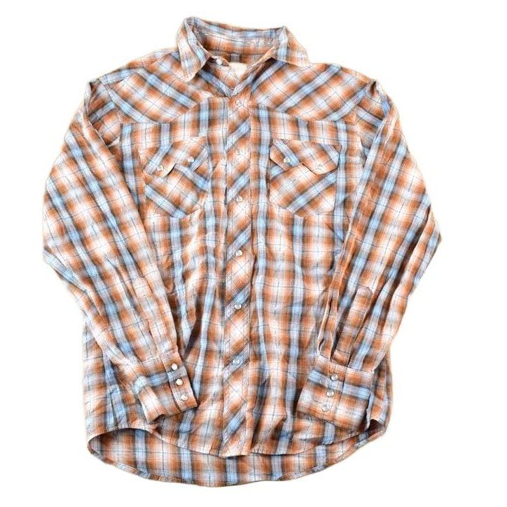 Vintage 1990s Wrangler Western Style Plaid Snap Button Mens M from propervintagecanada