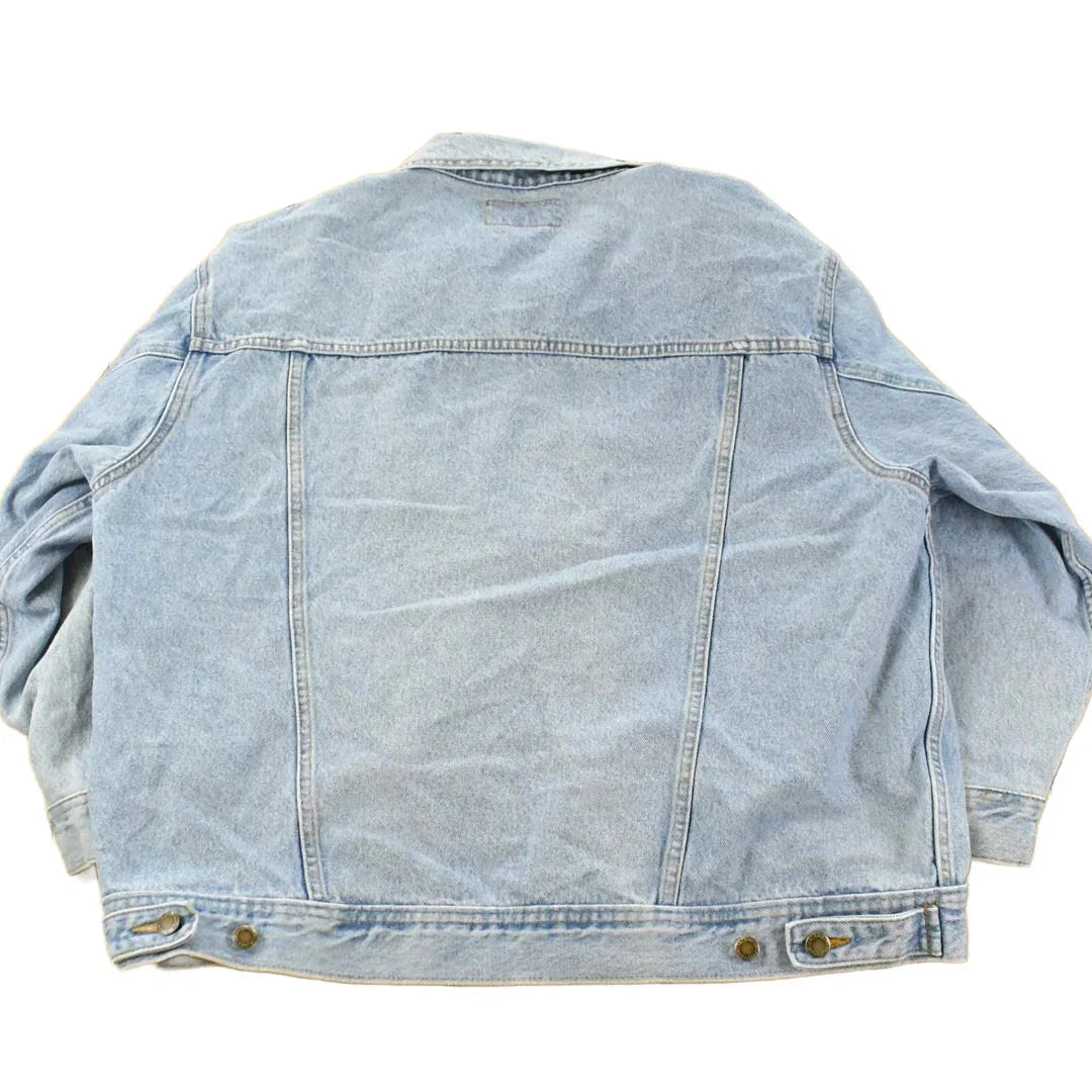 Vintage 1990s Wrangler Workwear Distressed Denim Trucker Jean Jacket Men's XL from propervintagecanada