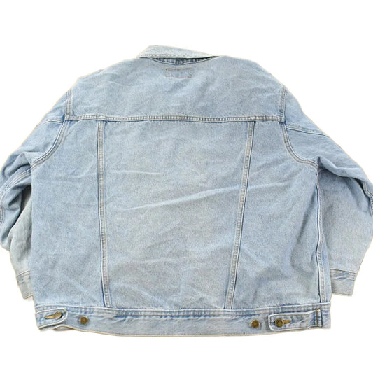 Vintage 1990s Wrangler Workwear Distressed Denim Trucker Jean Jacket Men's XL from propervintagecanada