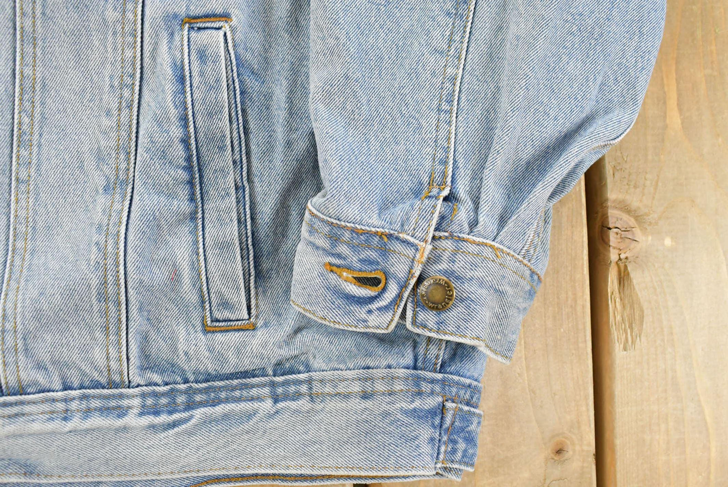 Vintage 1990s Wrangler Workwear Distressed Denim Trucker Jean Jacket Men's XL from propervintagecanada