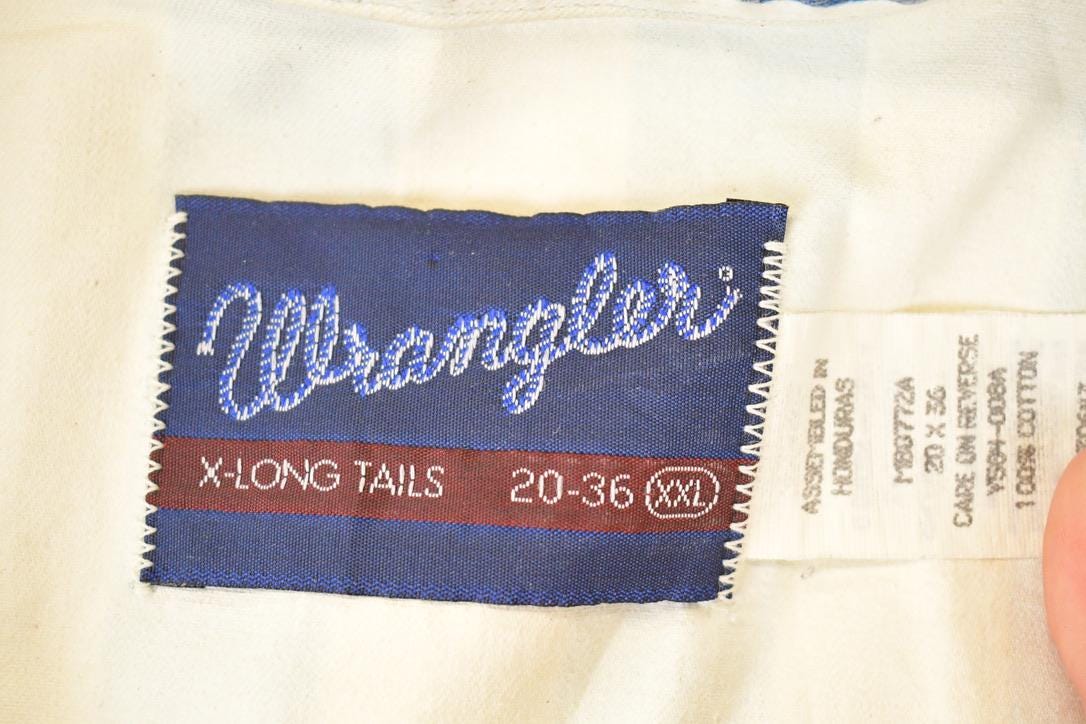 Vintage 1990s Wrangler X Long Tails Western Button Up Shirt Men's XXL from propervintagecanada