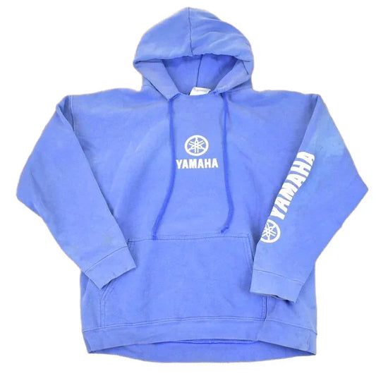 Vintage 1990s Yamaha Racing Graphic Print Hoodie Sweatshirt Mens L / Made In USA / 90's Destination Sweater from propervintagecanada