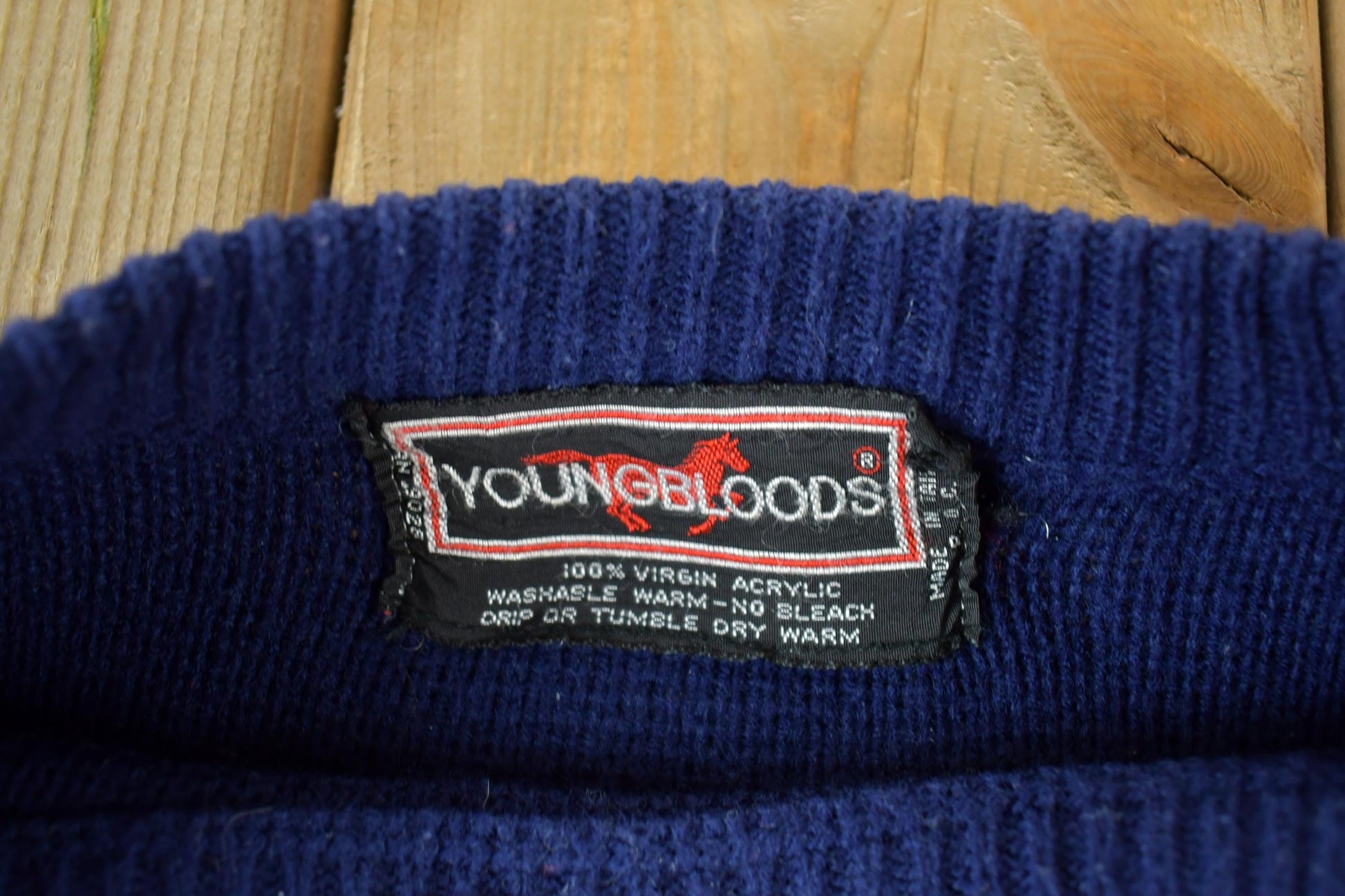 Vintage 1990s Youngbloods Knit Abstract Pattern Crewneck Sweater Men's XL from propervintagecanada