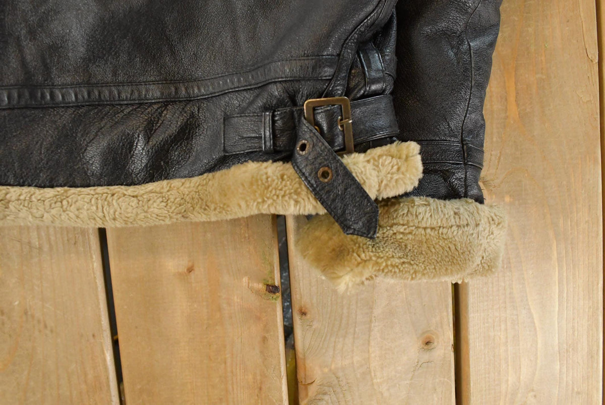 Vintage 1990s Ziptex Leather Faux Shearling Jacket Men's 2XL from propervintagecanada