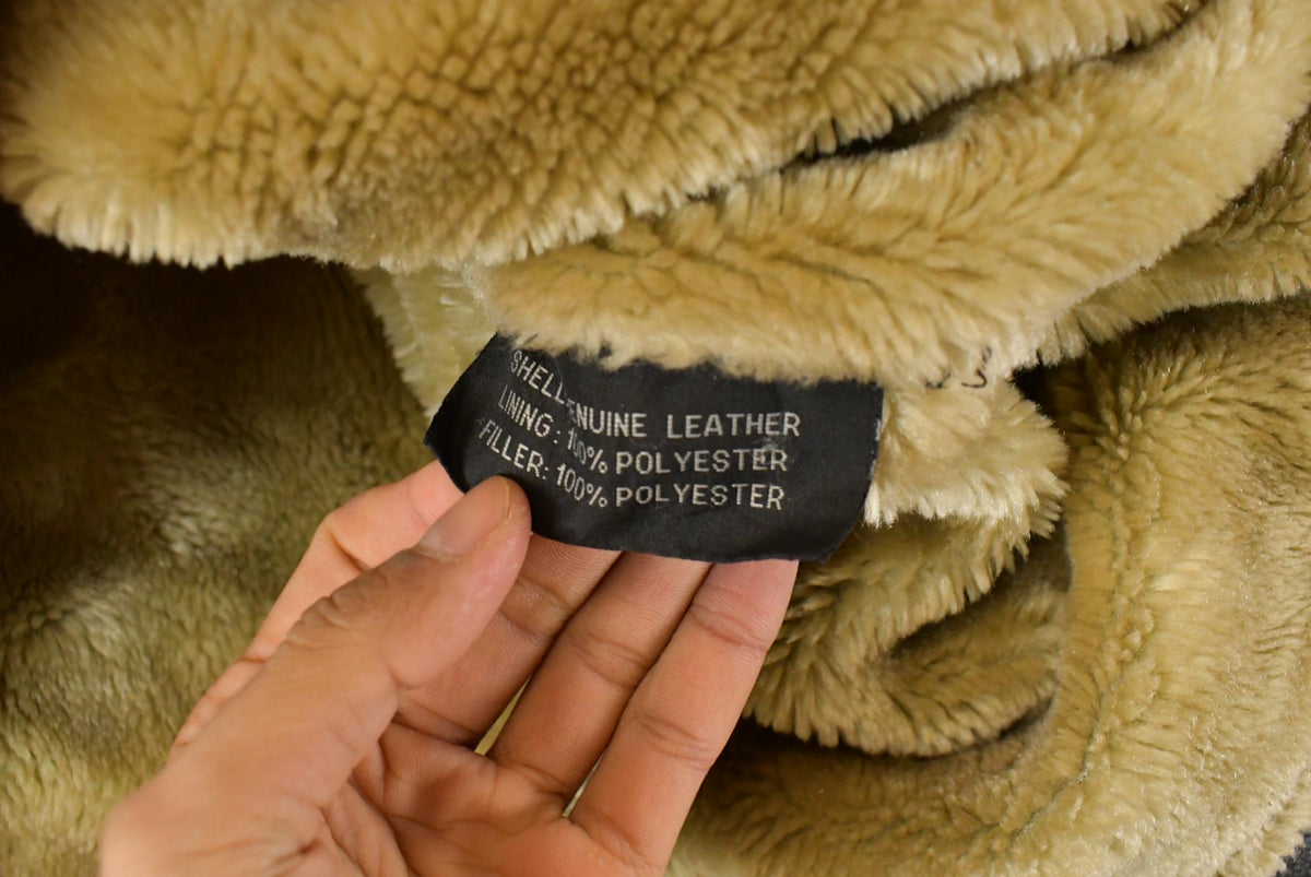 Vintage 1990s Ziptex Leather Faux Shearling Jacket Men's 2XL from propervintagecanada