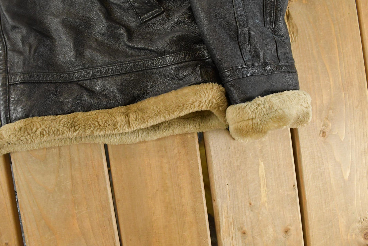 Vintage 1990s Ziptex Leather Faux Shearling Jacket Men's 2XL from propervintagecanada