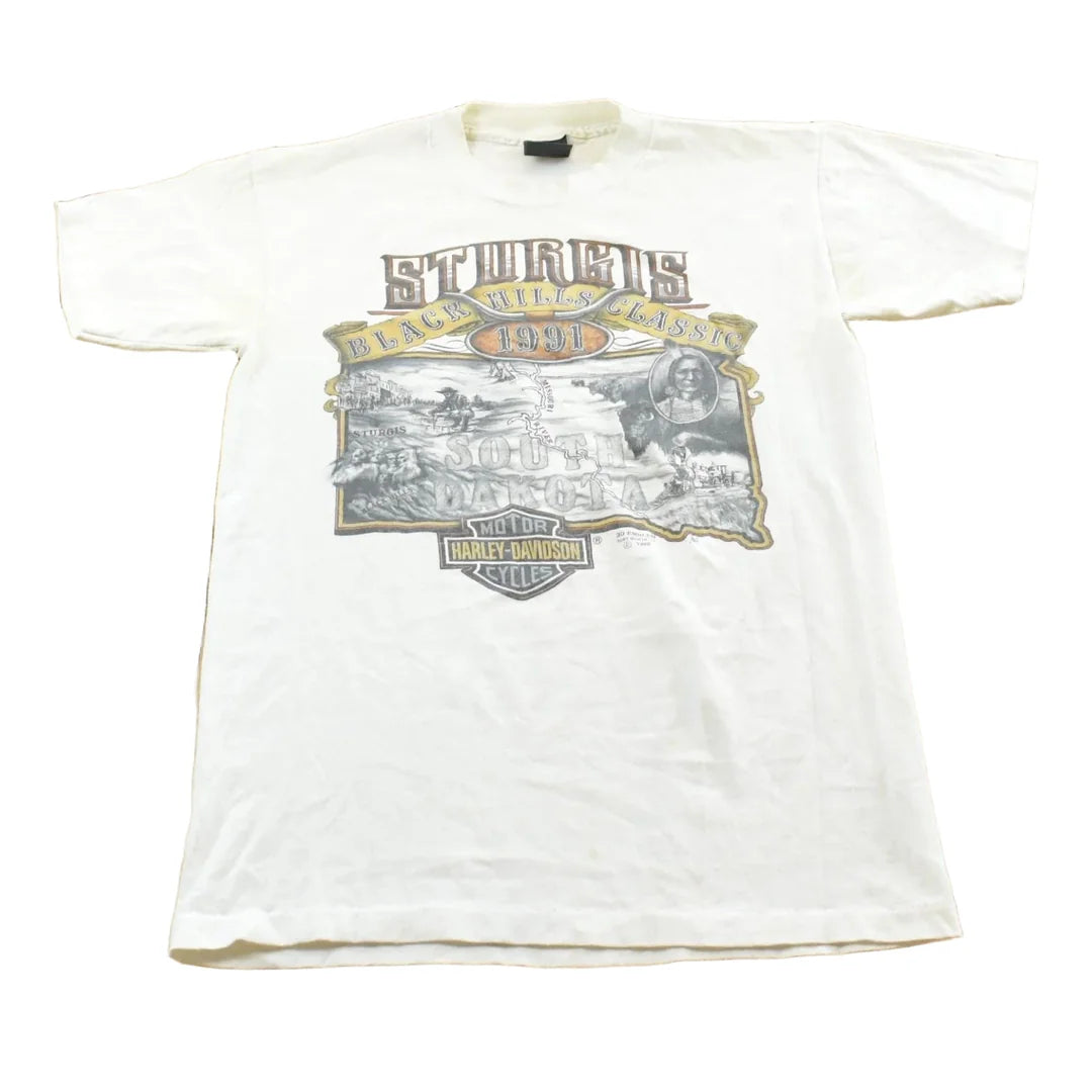 Vintage 1991 3D Emblem Sturgis Black Hills Rally Harley-Davidson Motorcycles T-Shirt Mens S from propervintagecanada